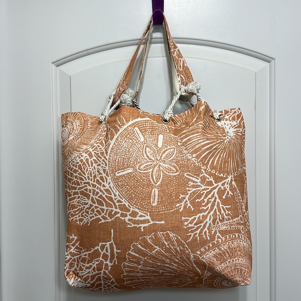 Handmade Light Coral Beach Tote Bag